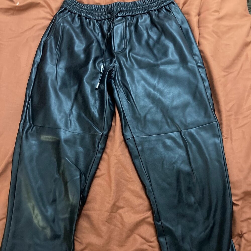 Mango Relaxed Fit Faux Leather Trousers size S